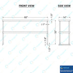 AmGood Double OverShelf Stainless Steel NSF - Many (60" Long x 14" Deep)