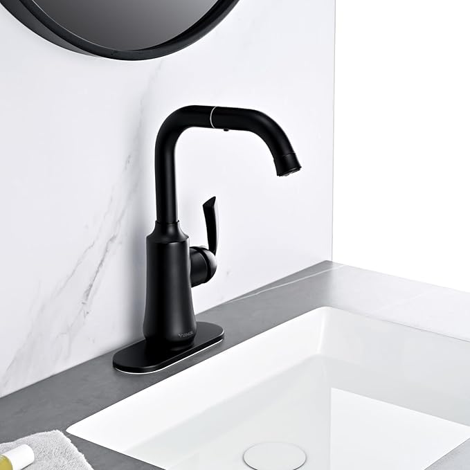 6 Inch Faucet Deck Plate for Bathroom Sink - Universal Fit for 1 Hole or 3 Hole 4 Inch Centerset Basins - Escutcheon Faucet Plate - Stainless Steel Faucet Hole Cover(Matte Black)