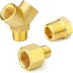 GASHER 2PCS Brass Pipe Fitting Male Branch Tee Y Adapter 1/8" NPT Female x 1/8" NPT Female x 1/8" NPT Male