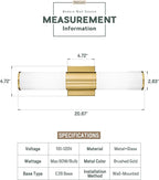 Bathroom Light Fixtures, 2-Light Vanity Lights for Mirror with Milk Glass Shade, Brushed Gold Wall Sconces Up and Down Wall Lamp for Bathroom Bedroom Hallway, VL834-BG-ML