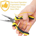 DOWELL Needle Nose Pliers Long Nose Pliers 8 Inch with Wire Cutter for Jewelry Nickel Chromium Steel Construction And Professional Handle