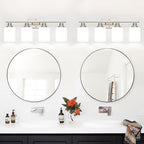 4-Light Vanity Light with Milky White Shades, Brushed Nickel Bathroom Lighting Fixtures Over Mirror, Modern Bathroom Wall Lamp for Mirror Living Room Cabinet Bedroom