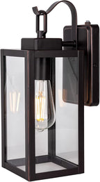 LIT-PaTH Dusk to Dawn Outdoor Wall Lantern, Wall Sconce as Porch Lighting Fixture, E26 Medium Base Max 60W, Anti-Rust Metal with Glass Shade, Oil Rubbed Bronze Finish, 1-Pack