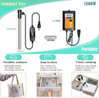 1800W Titanium Immersion Water Heater for Pool And Hot Tub, with Gfci Plug/Thermostat For Bathtub, Inflatable Hot Tub, Small Above Ground Pools, Baptistry, Baptismal Pool Heater