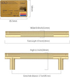 Amerdeco 10 Pack Gold Knurled Cabinet Pulls 3.75 Inch Center to Center Kitchen Cabinet Handles for Drawer Dresser, Cupboard and Wardrobe ZH0031