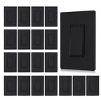 Aida Matte Black Double Light Switch, Black 3 Way Light Switch Decorative Square, 15Amp, 120/277 Volt, Rocker Paddle, Self-Grounding, Screwless Wall Plate, UL Listed (20 Pack)