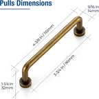 JOY DECOR Cabinet Pulls – 3-3/4 Inch Hole Center, Antique Brass, 20 Pack, Zinc Alloy Cabinet Handles for Drawers & Cupboard – Vintage Style Hardware for Kitchen, Bathroom, Dresser, Furniture Makeover