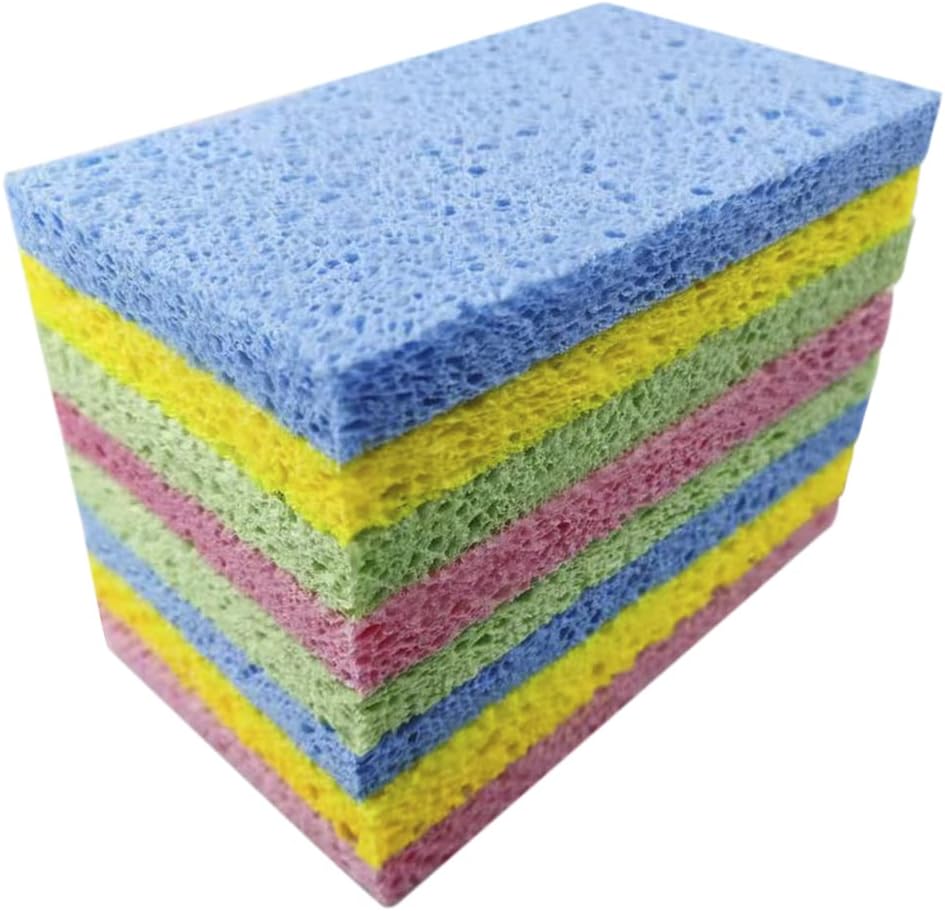 8-Pack Pop-Up Cellulose Sponges – Large, Compressed, Eco-Friendly & Plastic-Free for Kitchen, Bathroom & Home