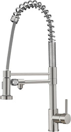 MENATT 3 in 1 Kitchen Faucet with Drinking Water Faucet, Pull Down Spring Single Handle 3 Way Kitchen Faucet Chrome, Water Filter Faucet for Kitchen Sink Bar (Without Water Filtration Device)