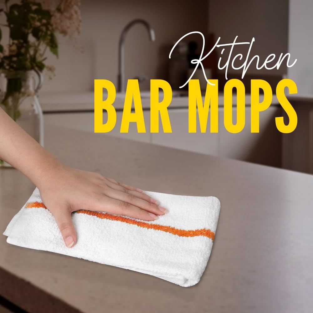 Avalon Towels Terry Bar Mop Towels (Value Pack of 36) Size 16"x19" – Absorbent and Durable, Multipurpose Cleaning Rags, Cotton Cleaning Cloths, Terry Cloth Rags, Reusable Shop Rag
