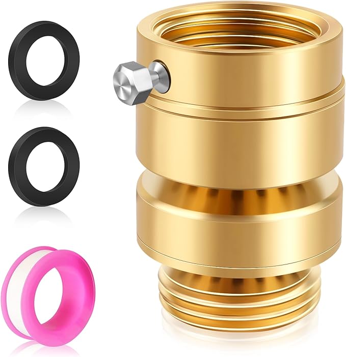 Boltigen No Lead Brass Self-Draining Vacuum Breaker with 3/4'' GHT Feamle to 3/4'' GHT Male Thread Hose Bib Anti Siphon Valve Backflow Preventer Adapter, for Outdoor Garden Faucet Spigot Replacement