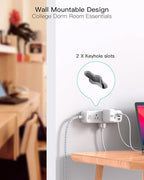 Mifaso Extension Cord, Surge Protector Power Strip, Long Extension Cord with 9 Outlets 3 USB Ports, Extension Cord with Multiple Outlets, USB Power Strip for Dorm Room Essentials, College(10FT, White)