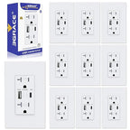 USB Wall Outlet, Charger Outlets Receptacles with 4.2A USB C Ports, 20 Amp Duplex Tamper Resistant Receptacle Plug with Electrical Outlet, Wall Plate Included, ETL Listed，White, 10 Pack