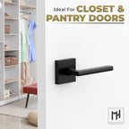 Mega Handles Prime Dummy Door Handles - 6 Pack Heavy Duty Black Door Handle, Non-Turning Door Handle for Hallway, Closet & French Doors, Single Side, Fits All Standard Doors - Matte Black