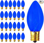 GoodBulb 7-Watt Incandescent C9 Blue Transparent Holiday Light Bulbs Intermediate E17 Base 50 Lumens Christmas Lights Bulbs Ideal for Holiday Decorations Pack of 25 Bulbs
