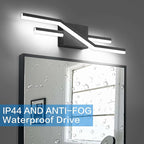 SOLFART Bathroom Light Fixtures Matte Black Dimmable LED Bathroom Vanity Lights Over Mirror 24 Inch Modern Wall Lights