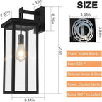 tewei 2 Pack Dusk to Dawn Large Outdoor Wall Lantern, 20 Inch Black Exterior Wall Light Fixtures, Large Porch Light with Clear Shade Sensor Modern Outdoor Sconce Lights for House Garage, E26 Base