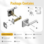 HOSOM 2 Pack Exterior Door Handle, Entry Door Handle with Lock and Key, Commercial and Residential Area, Interior Modern Entrance Doors Lever Heavy Duty Front Door Lock, Satin Nickel