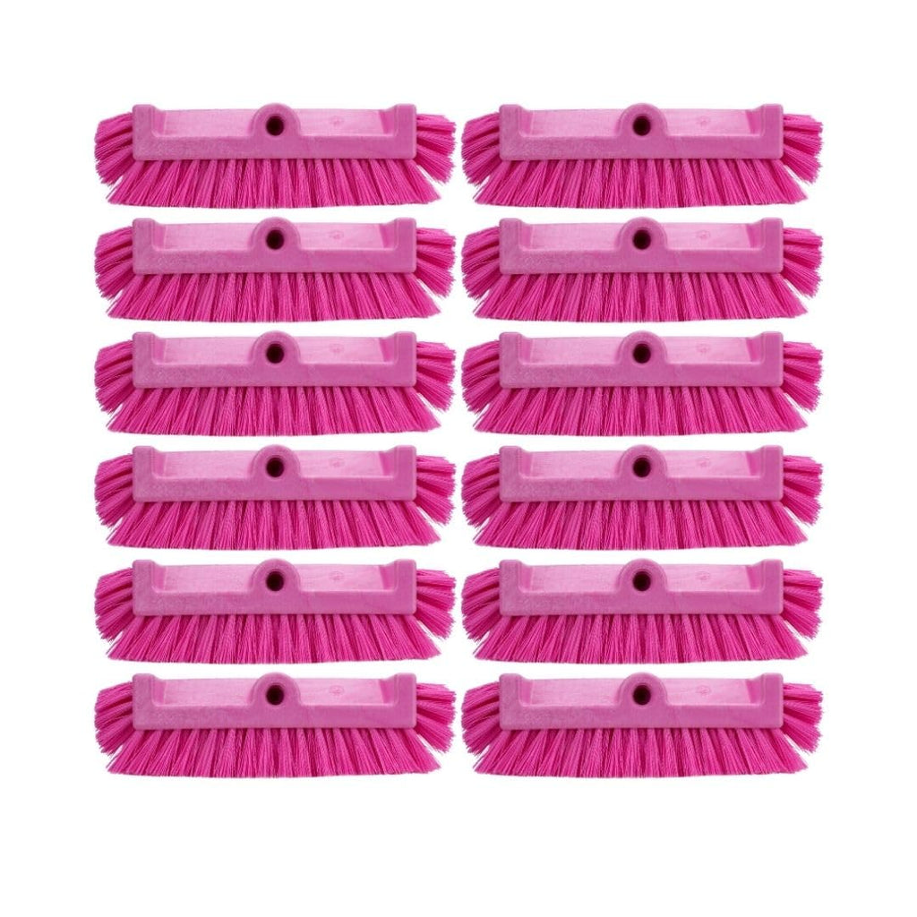 SPARTA Multi-Level Tile Scrub Brush 12" Wide Brush Head, Heavy-Duty Tile Cleaning Brush with End Bristles for Commercial Tiles, Tubs and Floor, Plastic, 12 Inches, Pink, (Pack of 12)