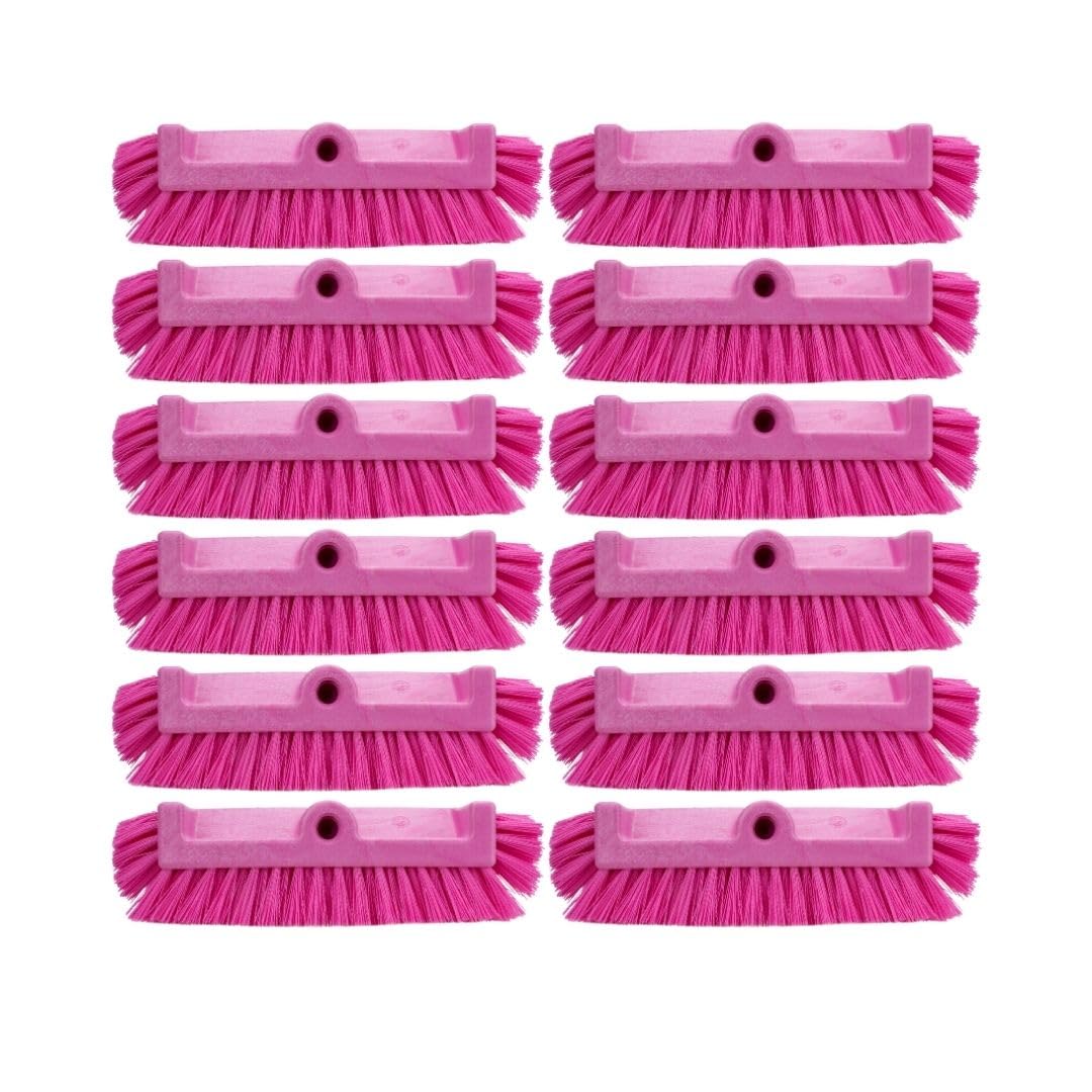 SPARTA Multi-Level Tile Scrub Brush 12" Wide Brush Head, Heavy-Duty Tile Cleaning Brush with End Bristles for Commercial Tiles, Tubs and Floor, Plastic, 12 Inches, Pink, (Pack of 12)