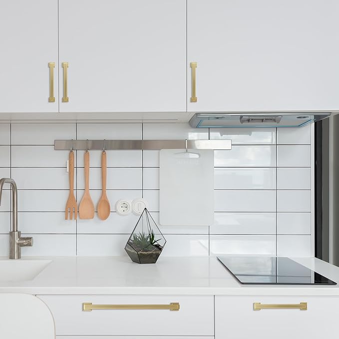 COTYKILEY 6 Pack 10 Inch(254mm) Brushed Brass Cabinet Handles Gold Kitchen Cabinet Pulls Cabinet Door Handles Kitchen Cabinet Hardware