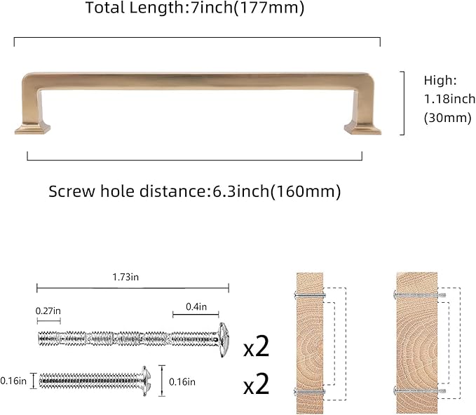 COTYKILEY 10 Pack 6-1/4 Inch(160mm) Champagne Bronze Cabinet Handles Champagne Kitchen Cabinet Pulls Cabinet Door Handles Kitchen Cabinet Hardware Cupboard Drawer Pulls Dresser Handles