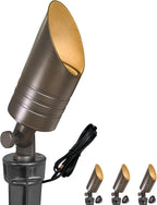 MALORY Brass Landscape Spot Lights,12V AC/DC Low Voltage LED Landscape Lighting,Waterproof Spot Up Light for Garden,Patio and Yard (S05-Bronze, 4-Pack with Bulb)