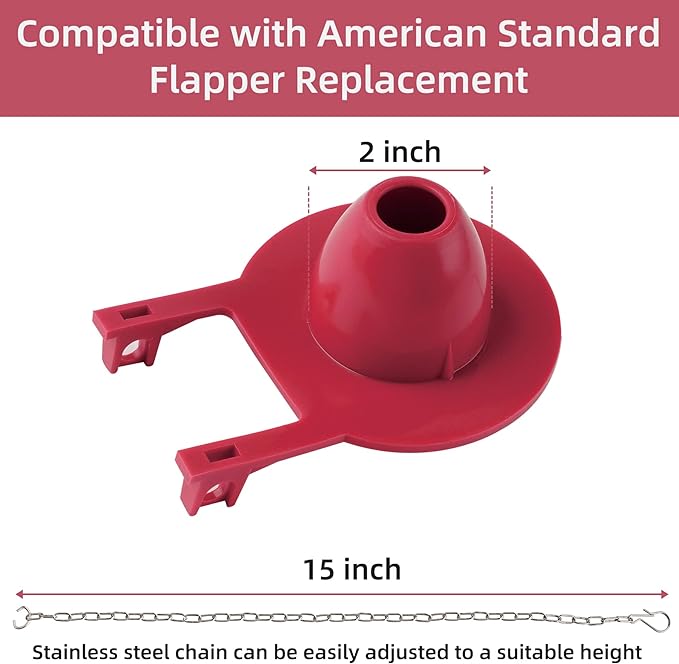 Hibbent 2 Pack 2-inch Universal Toilet Tank Flapper, Long Lasting All Rubber Seal Flapper Replacement Compatible with American Standard Water Conserving, High Performance, Easy to Install- Red
