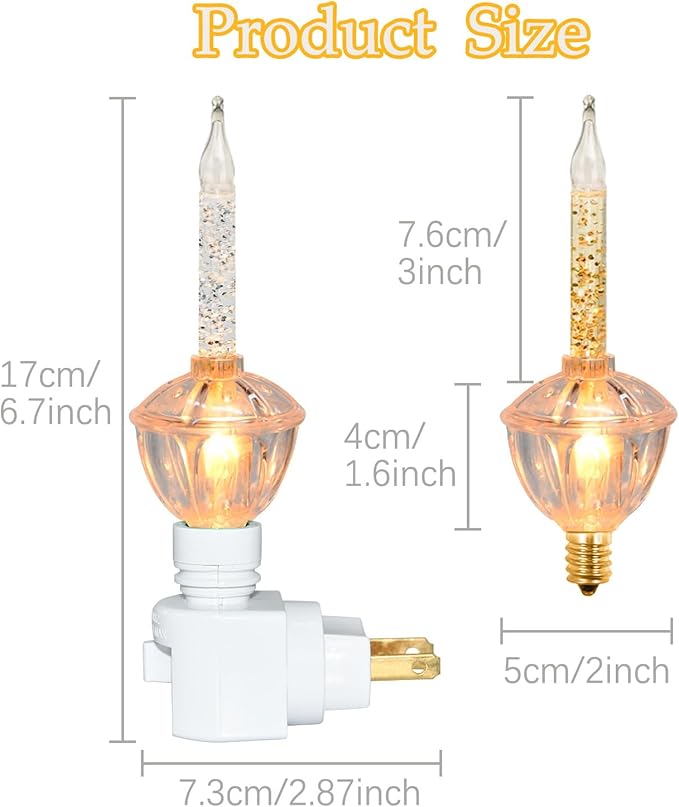 Christmas Bubble Night Light With Silver Glitter Fluid, 1 Pack, 1 Spare 5 Watt Clear Light Bulb With Gold Glitter Fluid, E12 Candelabra Base, Swivel Plug-in Base, White