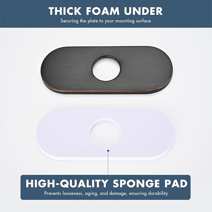 6 Inch Faucet Deck Plate for Bathroom Sink - Universal Fit for 1 Hole or 3 Hole 4 Inch Centerset Basins - Escutcheon Faucet Plate - Stainless Steel Faucet Hole Cover(Oil Rubbed Bronze)