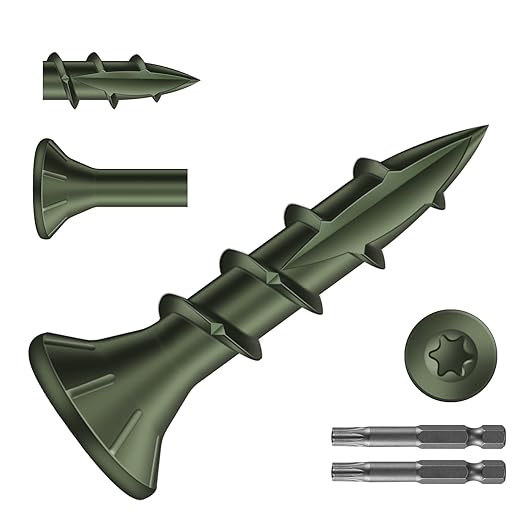 #8 x 3/4" Deck Screws (2760Pcs) 10lb. Exterior Wood Screws. Carbon Steel, Green, Flat Head, Rust Resistant epoxy Coated, with T25 Star Bit