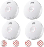 Smoke Detector 10 Year Battery, Smoke Fire Alarm with Photoelectric Sensor, Easy to Install with Magnetic Mount, Smoke Detectors with Silence Button & LED Lights for Home, 4 Pack