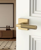 Asidrama 4 Pack Champagne Bronze Passage Door Handles, Door Lever with Door Knobs Indoor for Bedroom or Bathroom, Heavy Duty Door Handles Interior with Locks for Left Right Sided Doors