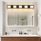 SineRise LED Modern Bathroom Vanity Light Fixtures (5-Light, 40-Inch, 5CCT), Matte Black Modern Acrylic Bathroom Wall Lighting Fixtures Over Mirror (3000K/3500K/4000K/5000K/6000K)