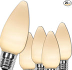Wintergreen Lighting 25-Pack OptiCore C9 LED Warm White Christmas Light Bulbs - Replacement LED Christmas Lights Heavy Duty Vintage Ceramic Style Bulbs, E17 Base (Warm White Smooth)