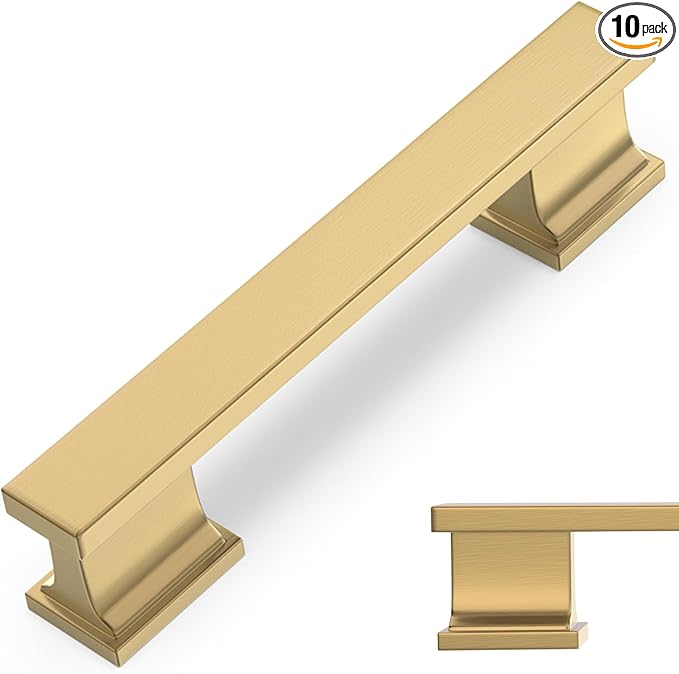 COTYKILEY 10 Pack 3.75 Inch(96mm) Champagne Bronze Cabinet Handles Gold Kitchen Cabinet Pulls Cabinet Door Handles Kitchen Cabinet Hardware