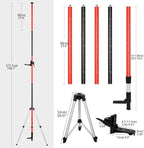 12Ft/3.7M Professional Telescoping Laser Level Pole with Tripod & Universal Mount - 1/4”-20 & 5/8”-11 Adapters | Adjustable Laser Pole Mount for Rotary/Line Lasers(Black&Red)