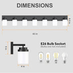 IZORRO Bathroom Vanity Light Fixture, 7-Light 51 Inch Matte Black Bathroom Light Fixtures Over Mirror, with White Glass Shade, Modern Farmhouse Vanity Lights, Rustic Restroom Lighting Fixtures