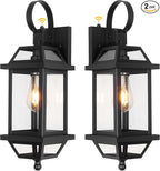 Dusk to Dawn Outdoor Porch Lights, Large Outside Modern Wall Light Fixtures 18" Black, 2-Pack Exterior Dawn Till Dusk Wall Sconces for Outside House Porch Patio ETL Listed