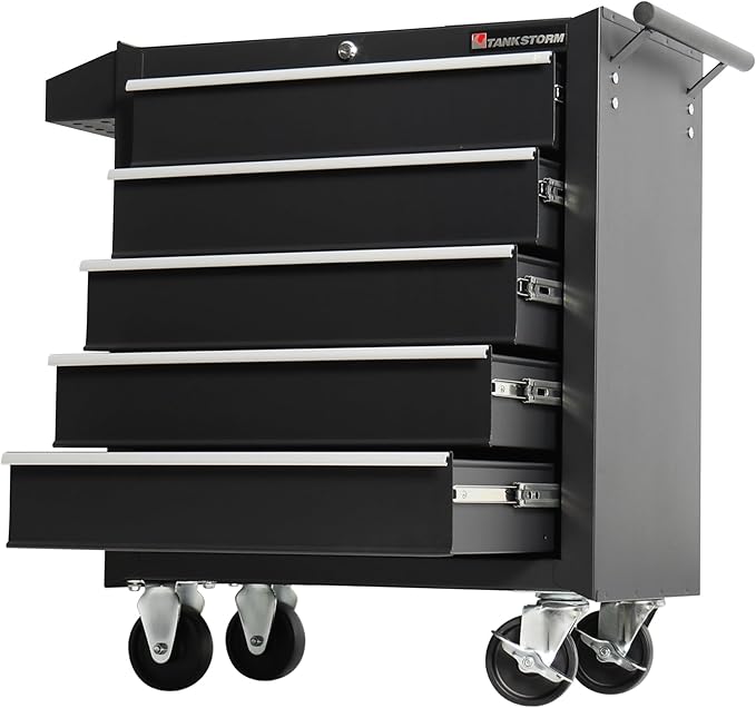 Tool Chest Heavy Duty Cart Steel Rolling Tool Box 5 Drawer Cart (TZ35-BK)
