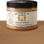 Retique It New and Improved Formula Liquid Wood Coatings - Stainable Primer - Paint It Then Stain it (Dark Wood, Medium)
