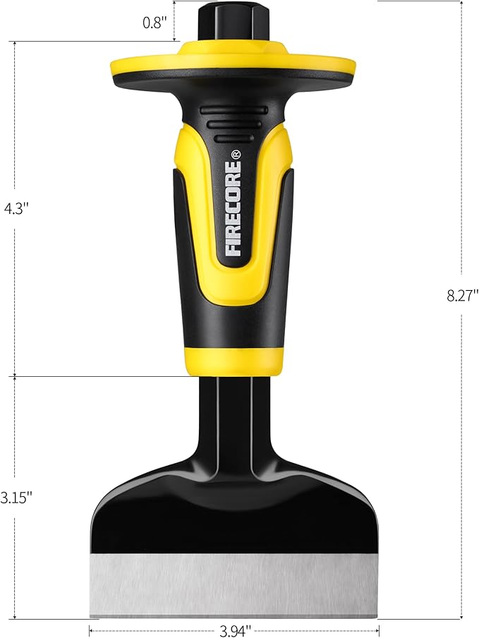 Rock Chisel, Firecore 4 Inch by 8 Inch Masonry Chisel with Hand Guard, Heavy Duty Flat Cold Chisel for Concrete Stone Brick Rock Tile Mortar Breaking Demolishing Carving Splitting Cutting Mason Tools