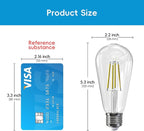 Jensense Edison LED Light Bulbs 8Watt Dimmable, 2700K Warm White, E26 Base, 60W Equivalent, Vintage Style, 800lm, CRI 90, Clear Glass, 24 Pack