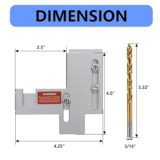 Generator Interlock Kit Compatible with Murray or Siemens 150 Amp or 200 Amp Panels, 7/8-1 1/4 inches Spacing Between Main and Branch Breaker