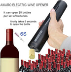 AIKARO - Electric Wine Bottle Opener Automatic Electronic Corkscrew, Battery Operated (Set)