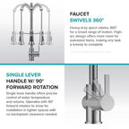 KRAUS Britt Commercial Style Pull-Down Single Handle Kitchen Faucet in Matte Black/Spot-Free Black Stainless Steel, KPF-1691MBSFSB