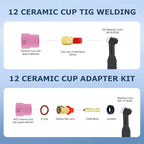 2pcs #12 TIG Welding Cup Pink Ceramic Cup 3/32'' Diffuser for WP-9 WP-20 WP-25 Series TIG Welding Torch Accessories