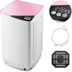 Casart Washing Machine Portable Washer W/ 7.7 Lbs Weight Capacity Washer and Dryer Full Automatic Washing Machine (Pink&White)