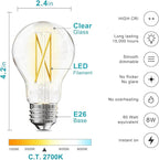 TJOY 24 Pack A19 Vintage LED Edison Bulbs, Dimmable, 60W Equivalent, High Brightness 2700K Warm White, 8W E26 Standard Base, 800 Lumens, CRI80+, Clear Glass Filament Bulb for Home, Farmhouse