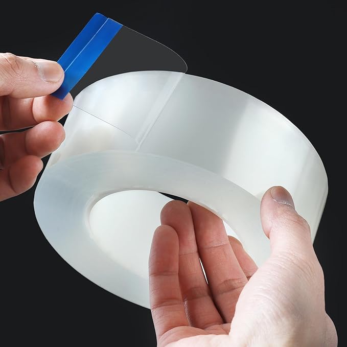 Transparent Weather Sealing Tape, Clear Draft Isolation Film Tape for Door Draft Stopper, Adhesive Tape for Doors, Windows and Shower Glass Gaps - No Residue (2 Inch x 66Ft)